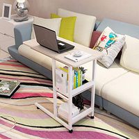 Overbed Table with Free Sliding Bottom Wheels, C Shaped Table Laptop Holder, Portable Notebook Desk Sofa Side Table Hospital and Home Use (Color : A)