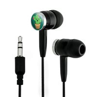 Graphics and More Cute Cactus in Pot with Pink Flowers Novelty in-Ear Earbud Headphones - Black