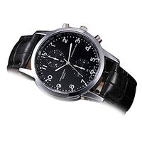 Fxbar, Men Watch New Unisex Leather Stainless Steel Bracelet Watches Minimalist Dress Watch(Black)
