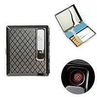 FIREDOG Cigarette Case Holder w/Built-in Flameless Electronic Rechargeable USB Lighter (Gray)
