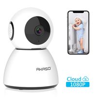 AKASO WiFi Camera Security Camera, 1080P FHD Smart Home Surveillance Camera, Baby/Pet Monitor Work with Alexa, Night Vision, 2 Way Audio, Motion Detection, Remote Monitoring Cloud Storage(P40)