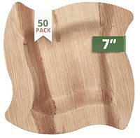 CaterEco Wave Palm Leaf Salad Plates (Pack of 50) | Ecofriendly Disposable Dinnerware | Heavy Duty Biodegradable Party Utensils for Wedding, Camping & More