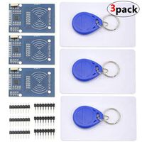 WMYCONGCONG 3 PCS RC522 RFID Kit Including RF IC Card Sensor Module S50 White Card Key Ring for Arduino Raspberry Pi