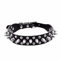 Axchongery Pet Collars, Adjustable Dog Rivet Spiked Studded Neck Strap Puppy Necklace (Black, 3XS = 2.5cm25cm)