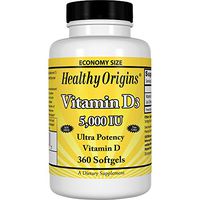 Healthy Origins Vitamin D3 5, 000 IU (Non-GMO), 360 Softgels