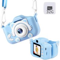 Kids Camera Upgraded Kid Digital Camera for Girls and Boys,1080 IPS Child Video Camera Toys Gift for 3-10 Years Old Children [32GB Memory Card,Protective Case Include] (Blue)