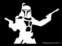UR Impressions Jango Fett Dual Blasters Decal Vinyl Sticker Graphics for Cars Trucks SUV Vans Walls Windows Laptop|White|5.6 X 4.4 Inch|URI284