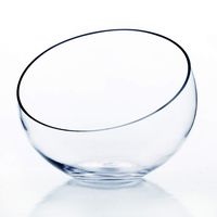 WGV Slant Cut Bowl Glass Vase, Width 11", Height 9.5", Clear Terrarium, Candy Dish, Fruit Jar, Floral Container for Wedding Party Event, Home Office Decor, 2 Pieces