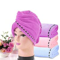 3 Pack Microfiber Hair Towel Wrap, Mosunx Super Absorbent Quick Dry Hair Turban with Buttons, Dry Hair Hat Towel Suit for Long Hair, Curly Hair, Thick Hair (Pink-Sky Blue-Purple, 10x27inch)