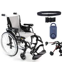 Karman S-Ergo 305 Ultra Lightweight Ergonomic Wheelchair | Upgraded to Elevating Legrests | Seat Size 18" X 17" | Frame Color Pearl Silver & Free 130 dB Matte Blue Safety Alarm! + Black Belt!