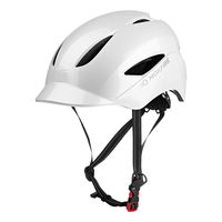 MOKFIRE Adult Bike Helmet with USB Rechargeable Safety Light & Reflective Strap, Urban Commuter Bicycle Helmet CPSC and CE Certified for Adults Men/Women - Adjustable Size - Pearl White