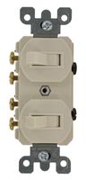 Leviton 5243 15 Amp, 120/277 Volt, Duplex Style Two 3-Way Combination Switch, Commercial Grade, Light Almond
