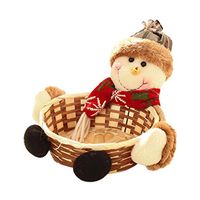 Christmas Candy Basket, Santa Claus Candy Gifts Storage Stand Bamboo Basket, Xmas Decoration Photography Prop by Staron (Snowman)