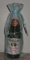 IGC 6x14 Organza Sheer Bags - Bottle/Wine Bags Gift Pouch - Satin Ribbon Closure - Light Blue (3 Bags)