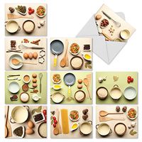 10 ‘Culinary Cards’ Note Cards (with Envelopes), Assorted Cooking-Themed Blank Greeting Cards, All Occasion Stationery for Weddings, Birthdays, Holidays, Thank You (Mini 4” x 5 ¼”) #M1733BN