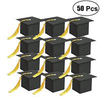 BeAhity 50 Pcs Graduation Cap Candy Box,Doctoral Celebration Party Favors Boxes with Tassel for 2020 Graduation Ceremony Party