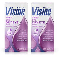 Visine Tired Eye Dry Eye Relief Eye Drops for Screen Time Irritation, 0.5 fl. oz (Pack of 2)