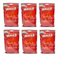Halls Cherry Flavor of Triple Soothing Action Fast Relief Cough Suppressant - 6 Bags of 30 Cough Drops (Total 180) - Cos10