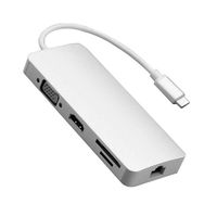 AkoMatial Multiport 8 in 1 High Speed USB 3.0 Type C Hub SD TF Card Reader HDMI VGA RJ45 Ethernet Combo Adapter