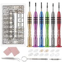 Eyeglass Repair Tool Kit, Magicfly Glasses Repair kit with Screws and Nose pads 6 Pcs Precision Magnetic Screwdrivers for Sunglass Repair Watches Electronics Computer