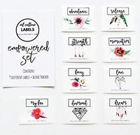 Oil Culture Labels, Starter Kit, 9 Label EMPOWERED Themed Set with Bonus Blend Tracker, Dilution Guide and Recipes, 1 Count