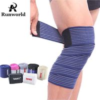 Runworld (1 Pair) Elastic Breathable Knee Brace Compression Bandage Wraps Pain Relief Straps Support Wraps Sleeve for Men Women Cross Training WODs,Gym Workout,Fitness & Powerlifting (Blue)