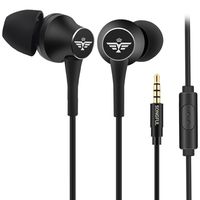 Earbud Headphone, AFUNTA Stereo in-Ear Earphone 3.5mm with Microphone Clear Sound Noise Isolating Ergonomic Comfort Fit Compatible Cell Phone iPhone Samsung Sony iPad Laptop PC - Black
