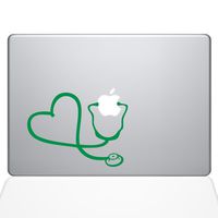 The Decal Guru Heart Doctor Decal Vinyl Sticker, 12" MacBook, Green (1417-MAC-12M-LG)