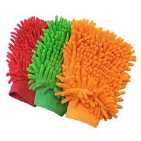 C-Pioneer 3pcs Microfiber Chenille Car Vehicle Care Washing Gloves Sponge Pad Cleaning Tool