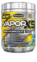 MuscleTech Vapor X5 Next Gen Pre Workout Powder, Explosive Energy Supplement, Blue Raspberry, 30 Servings (9.4oz)