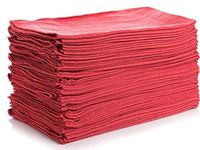 EverydayEssentials Shop Rags - 12" x 14" Prewashed and Reusable (Red, 25)