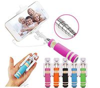 NEW Foldable Super Mini Wired Selfie Stick Handheld Extendable Monopod -Built in Bluetooth Shutter Non-slip Handle Compatible with iphone 4s, 5s, 6, 6 Plus, Samsung Galaxy S3, S4, S5, S6, Note 2, 3, 4, 5, Nexus 5, 6, HTC One Colors May Vary