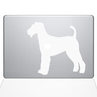 The Decal Guru I Love My Airedale Terrier Decal Vinyl Sticker, 11" MacBook Air, White (1471-MAC-11A-W)