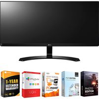 LG 34UM60-P 34-Inch IPS WFHD (2560 x 1080) Ultrawide Freesync Monitor (2017 Model) + Elite Suite 18 Standard Editing Software Bundle + 1 Year Extended Warranty