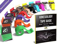 Physix Gear Sport Waterproof Kinesiology Tape 16ft Uncut Roll with 82pg EGuide - Ktapes Kinesiology Tape, Knee Tape for Knee,  Muscle Tape Kinesiology Tape for Sports Taping, Weightlifting Tape