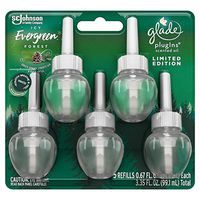 Glade PlugIns Scented Oil Refill ICY Ever Green Forest, Essential Oil Infused Wall Plug in, Up to 50 Days of Continuous Fragrance, 3.35 FL OZ, Pack of 5