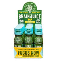 BrainJuice Brain Booster Shot, Caffeine Free Peach Mango | Liquid Drink Supplement for Improved Memory, Focus, Clarity & Mood, Gluten-Free, Non-GMO | 2.5 fl oz, 12 Count