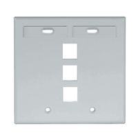 Leviton 42080-3GP 3-Port Dual Gang QuickPort Wallplate with ID Windows, Grey