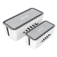 Cable Management Box - NTONPOWER Cord Organizer Box Set of 2, Power Strip Cover with Phone Tablet Holder Stand, Large & Extra Large Hide Cable Box for Home, Office, Entertainment Center, Floor - Gray