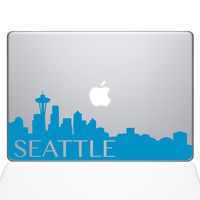 The Decal Guru Seattle Skyline Decal Vinyl Sticker, 13" MacBook Pro (2015 & Older Models), Light Blue (2331-MAC-13P-LB)
