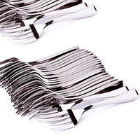 SimpleHomeCo. Premium Mini Plastic Forks for Appetizers - 100 Pieces 4 Inches - Stainless Steel Finished, Silver, Disposable - Perfect for Tastings and Desserts