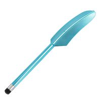uxcell Black Rubber Top Blue Plastic Feather Design Phone Screen Stylus Touch Pen