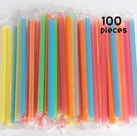SBYURE Jumbo Drinking Straws Individually Wrapped,100 Pack 9 Inch Long Extra Wide Smoothie 0.45" Assorted Bright Color Disposable Boba Bubble Tea,Milkshakes Slushies Straws