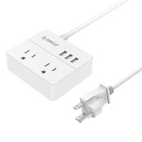 ORICO Desktop Travel Power Strip with 2 Outlets and 15W 3 USB Charging Ports and a Built-in 3.3ft Cable
