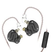 KZ ZSN Hybrid Driver IEM Detachable Tangle-Free Cable Musicians in-Ear Earbuds Headphones with Microphone (Black Grey)