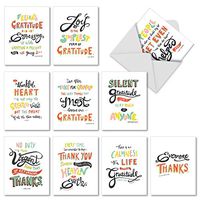 10 Gratitude and Thank You Cards with Envelopes 4 x 5.12 inch - Words Of Appreciation Greeting Cards for Wedding, Baby Shower, Thanksgiving - Boxed Occasion Stationery Note Card Set M10019TY