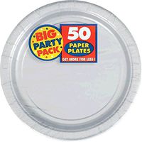 Amscan Silver Paper Plate Big Party Pack, 50 Ct.