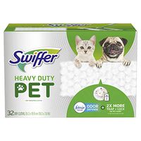 Swiffer Sweeper Pet, Heavy Duty Dry Sweeping Cloth Refills with Febreze Odor Defense, 32 Count