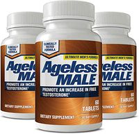 Ageless Male Free Testosterone Booster for Men - Promote Lean Muscle Mass w/Strength Training, Healthy Energy Production, Drive, Stamina, Enhancement, Health Supplement (180 Capsules, 3-Pack)