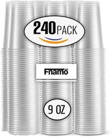 9 Oz Clear Plastic Cups by Fnamo, For Any Occasion, BPA-Free Disposable Transparent Ice Tea, Juice, Soda, and Coffee Glasses for Party, Picnic, BBQ, Travel, and Events, (240, 9 oz)
